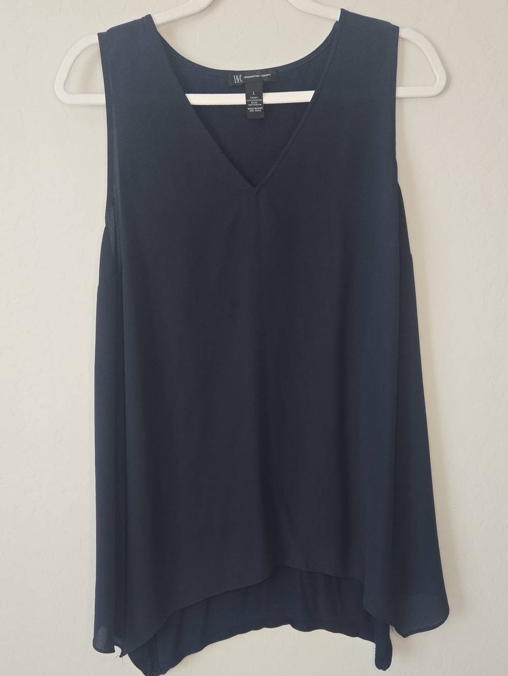 INC International Concepts Navy V-Neck Sleeveless Chiffon Camisole